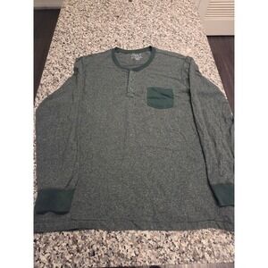 Simply Styled Mens XXL Heather Green Long Sleeve Henley Shirt Chest Pocket 1217